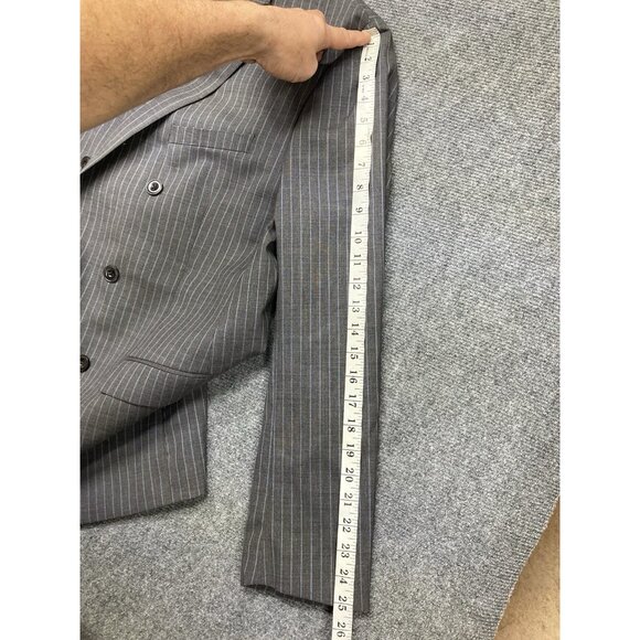 Michael Kors Wool Blazer Men’s Size 44R Gray Pinstripe Double Breasted - Picture 8 of 10